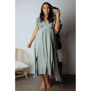 Baltic Born Sage Green Maxi Dress with Tassel Tie